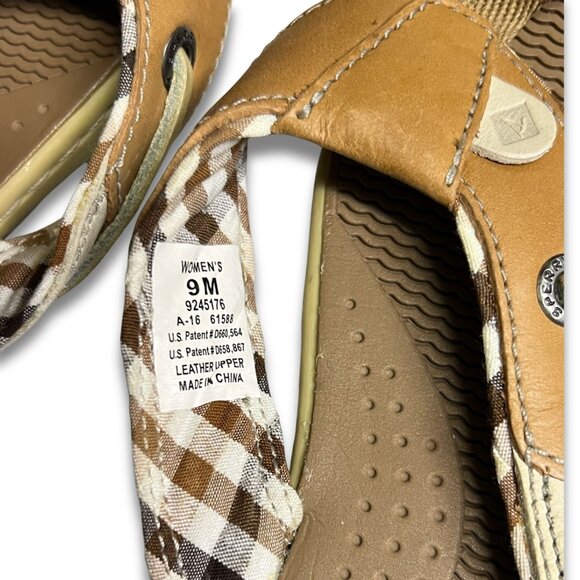 Sperry Womens Seafish Thong Sandals Size 9 Brown Plaid Leather Casual Flip-Flops - Picture 6 of 6